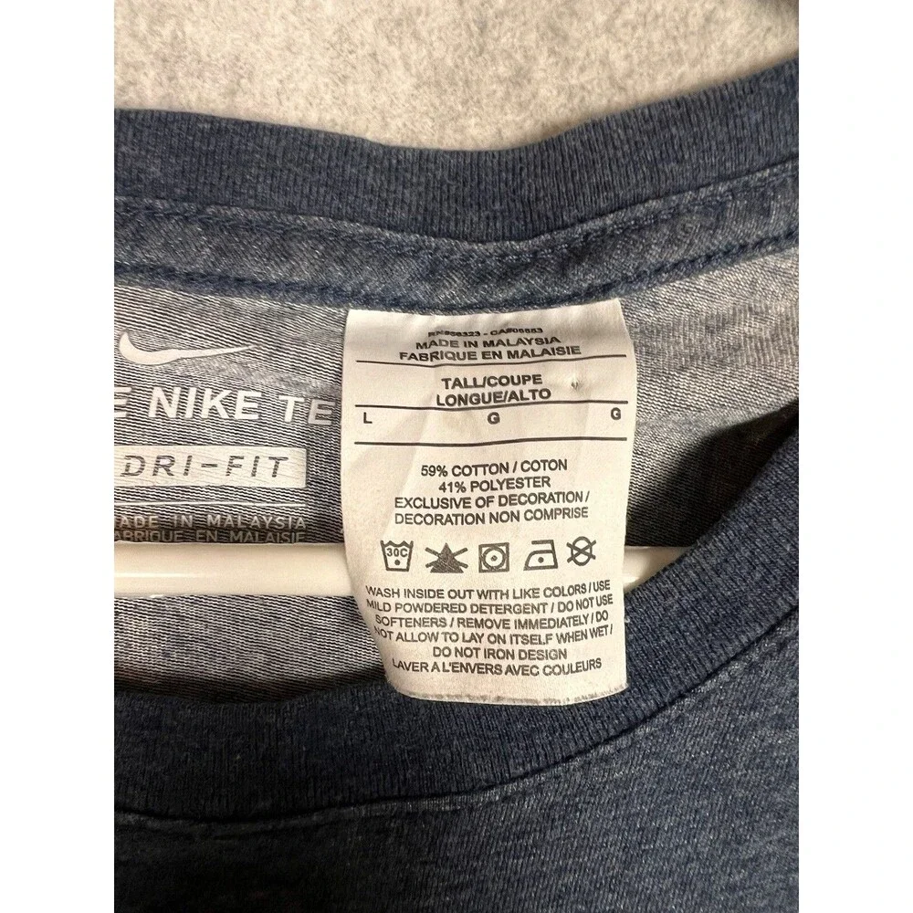 Nike Dri Fit Men's Large Blue Crew Neck Short Sleeve Workout Gym Tee